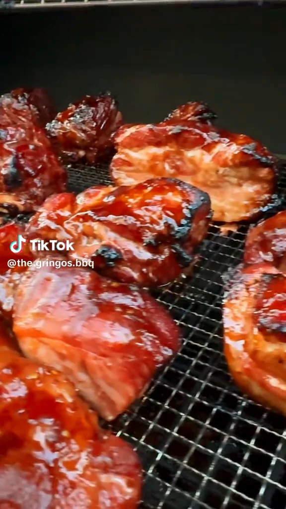 Glazed BBQ chicken on the grill